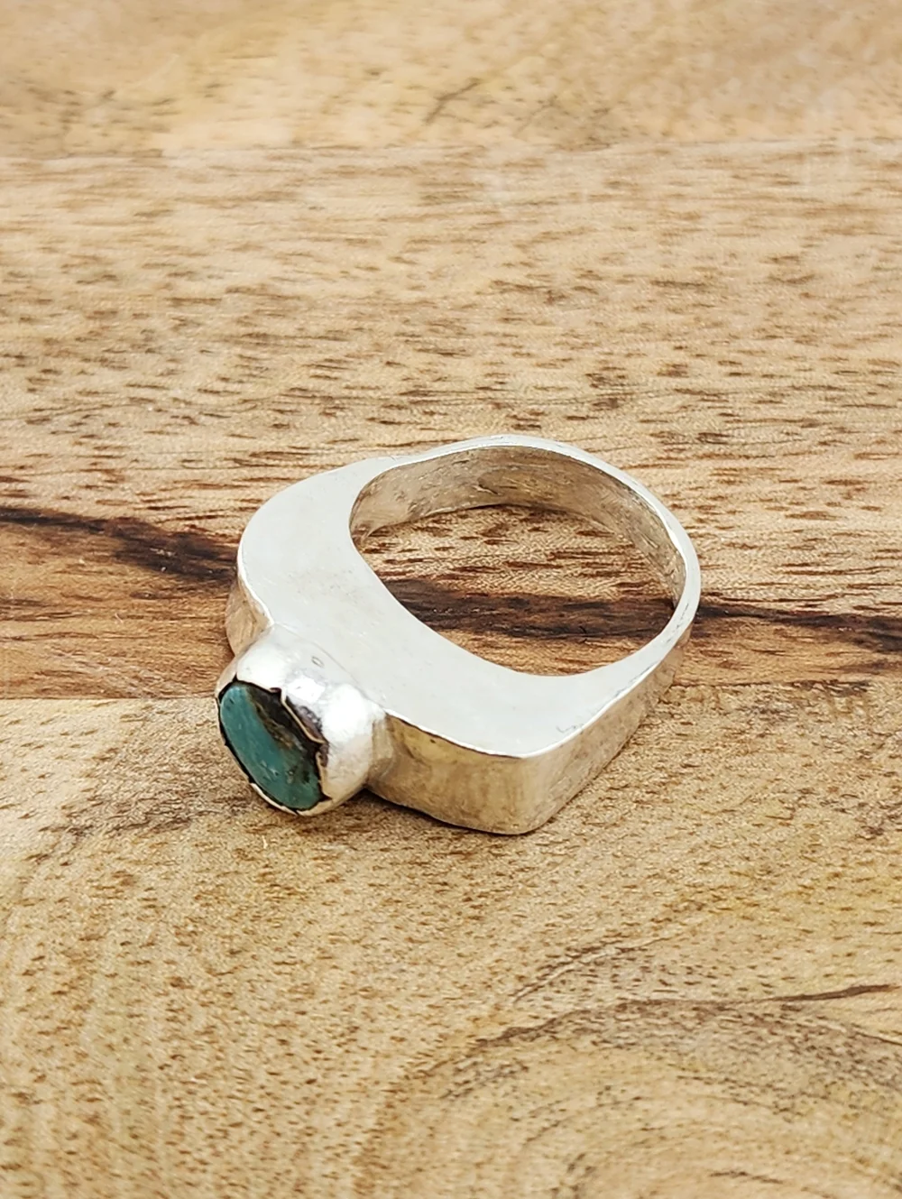 TURQUOISE HALLOW RING HANDMADE IN RECYCLED STERLING SILVER SIZE 7 - Picture 9 of 12